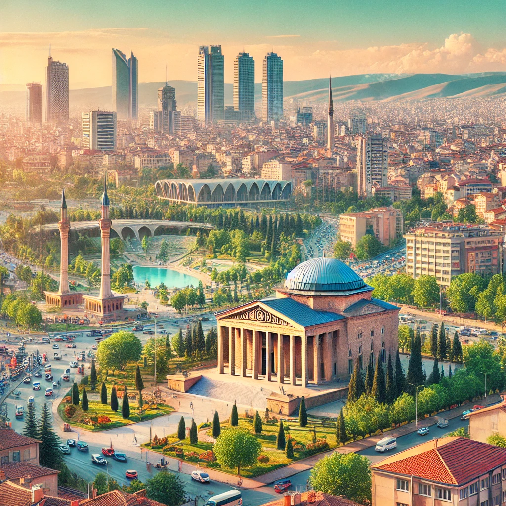 A picturesque view of Ankara, Turkey, showcasing its modern skyline with historic landmarks.