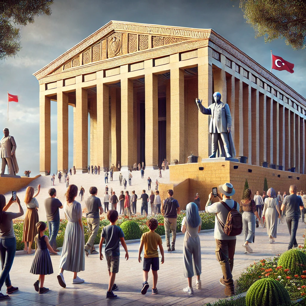 Tourists exploring Anıtkabir, the mausoleum of Mustafa Kemal Atatürk, in Ankara, Turkey.