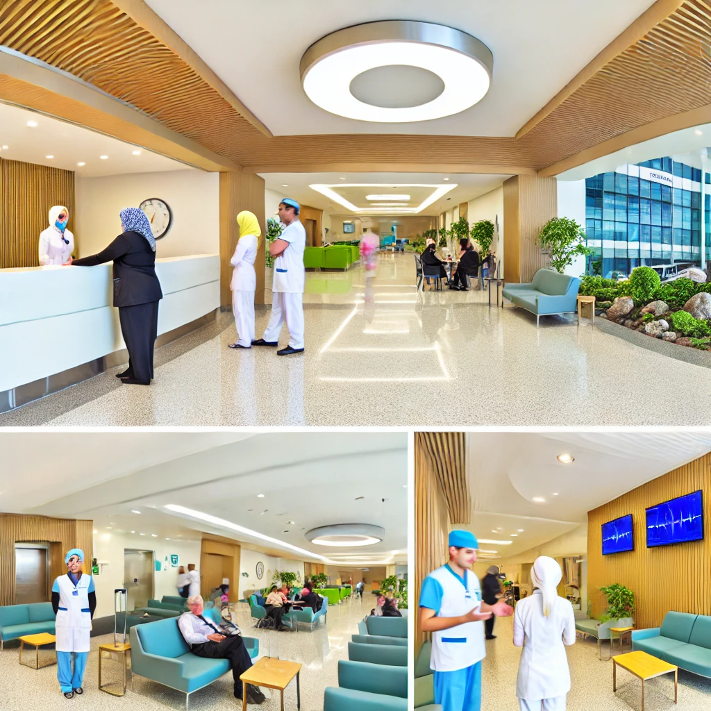 Modern hospital in Turkey with welcoming lobby and professional healthcare staff