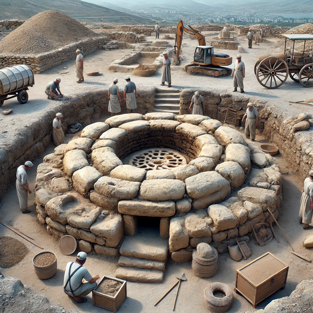 Archaeological excavation at Arslantepe Mound in Malatya, Turkey, uncovering a 6,400-year-old oven.