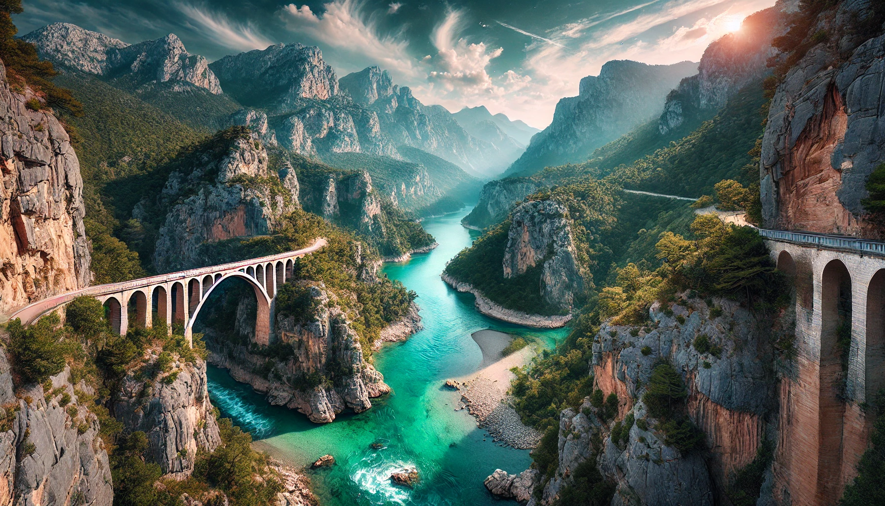 Breathtaking view of Köprülü Canyon with Eurymedon Bridge in Antalya, Turkey