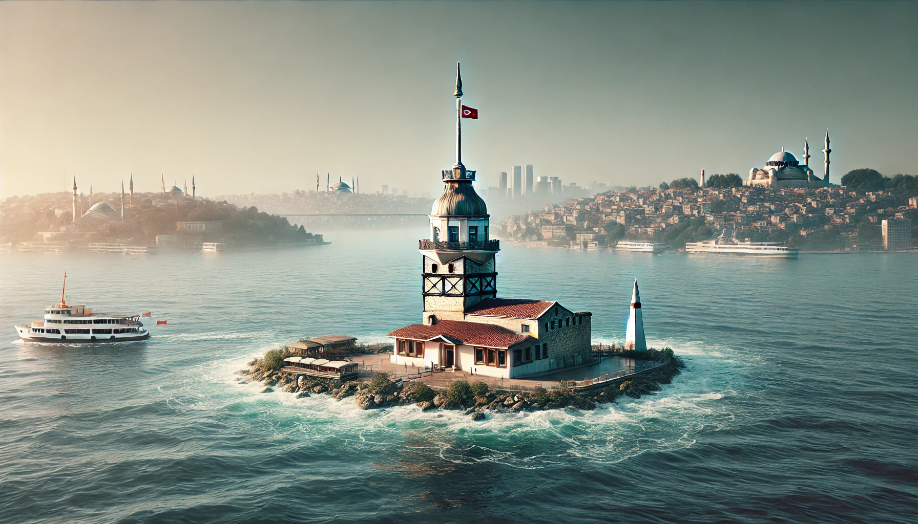 Maiden's Tower in Istanbul on a small islet at the Bosphorus entrance